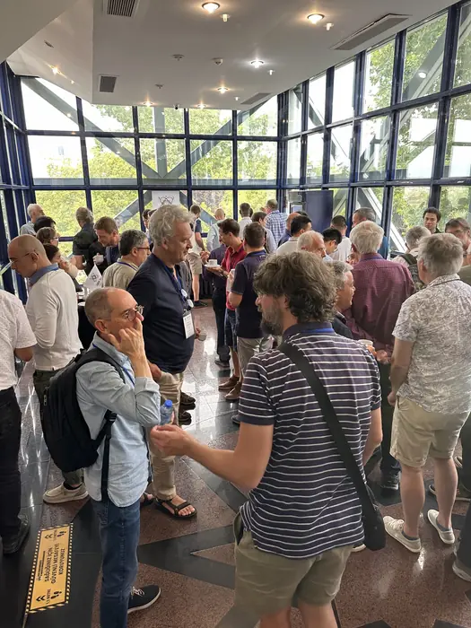 Discussions continue in the foyer