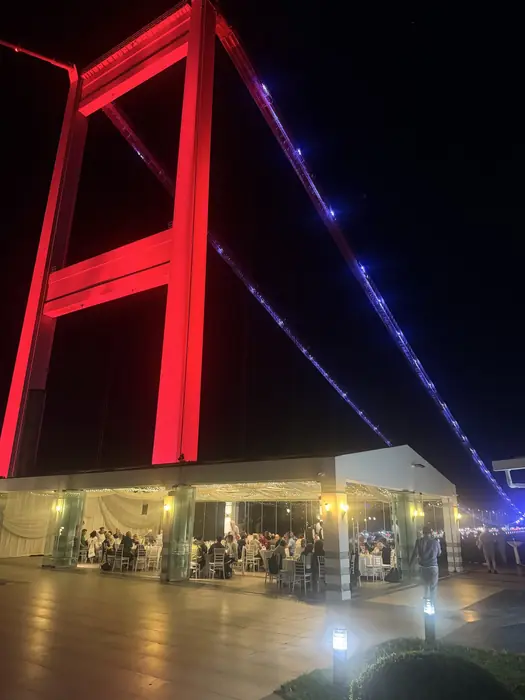 The Bosphorus bridge at night, seen from the conference dinner